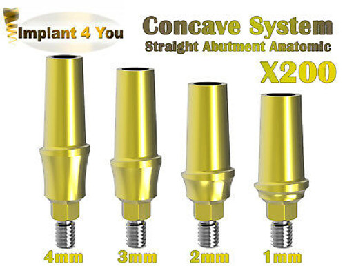 200 X Concave Straight Abutment Anatomic For Dental Implant Internal Hex 2.42