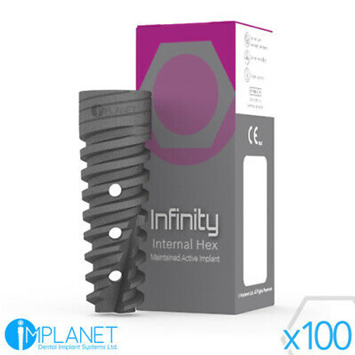 100 X Infinity® Active Spiral Dental Implant Sterile Implants Internal Hex Sla