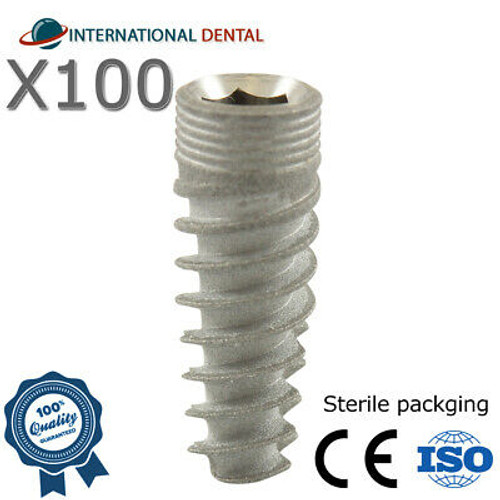 100 Spiral Dental Implant Sterile Self Drilling Internal Hex Premium Box