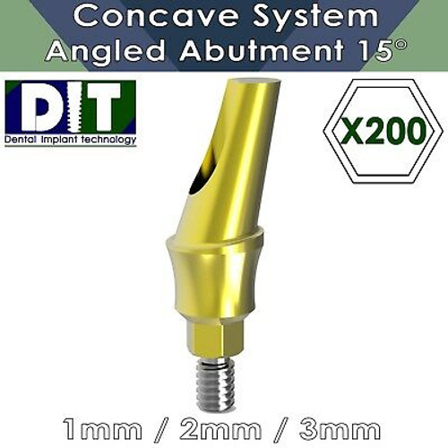 200 X Dental Implant Concave System Angled Abutment 15 ° Anatomic Shoulder 3.75