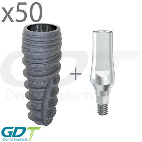 50 Conical Connection Implant + Abutment Rp Active Hex, Dental Fit Nobel Active®