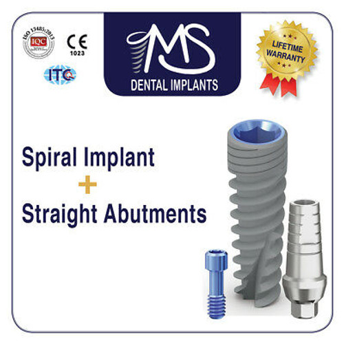 X200 Sterile Spiral Dental Implants + Straight Abutment Int Hex Lab