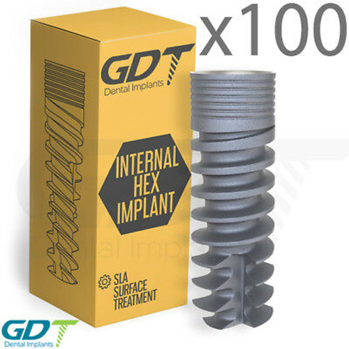 100 Spiral Implant, Internal Hex Connection, Gdt Brand Dental Implants Israel