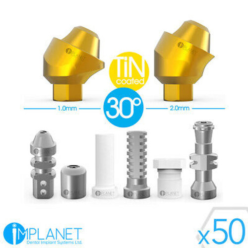 50 X  30° Angled Tin Multi Unit Abutment Set Internal Hex Dental Implant