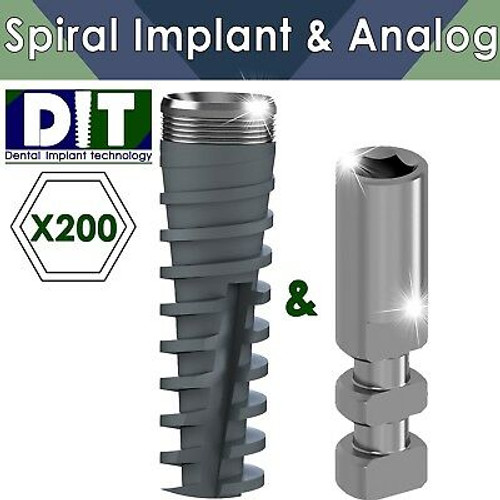 200 X Dental Implant Spi ® Set Spiral Implant & Analog For 2.9/3.75/5.0 Implants