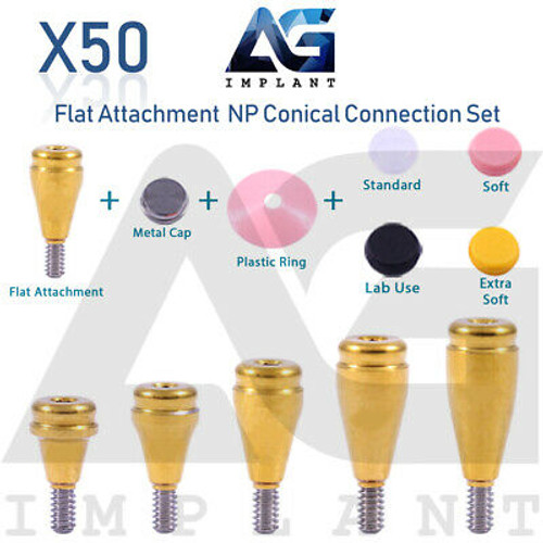 50 Flat Attachment Abutment Set Np Conical Connection Titanium Dental Implant