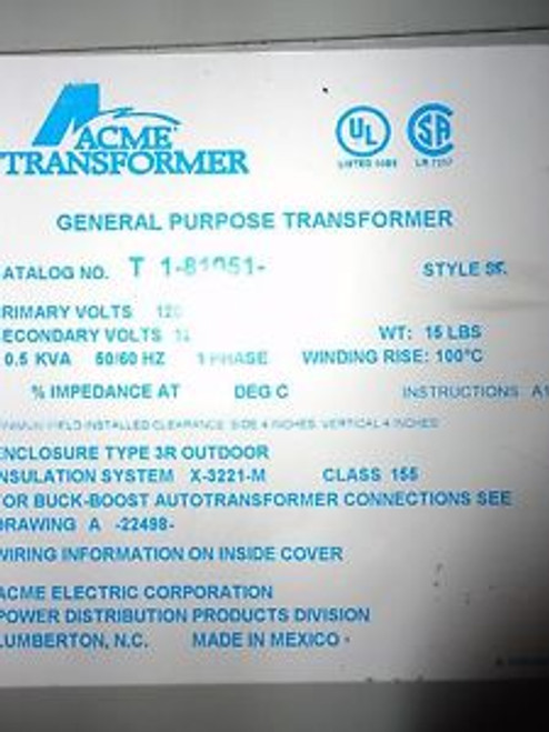 ACME Transformer, model T1-810J1, lab equipment