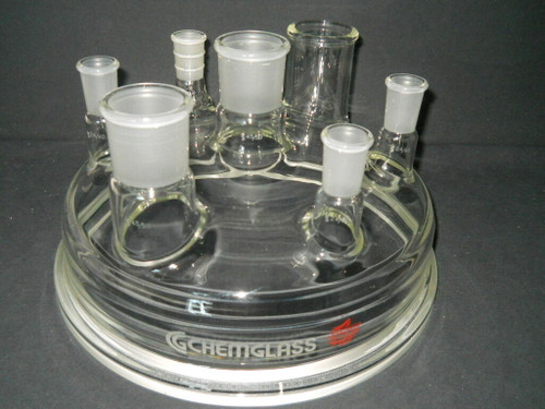 Chemglass 24/40 45/50 Custom 7-Neck Vessel Lid w/ 300mm Flange for 50L Reactor