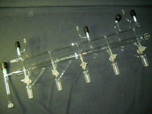 Chemglass Airfree Double Bank Airfree 5-Port Vacuum Manifold, Left Handed Trap