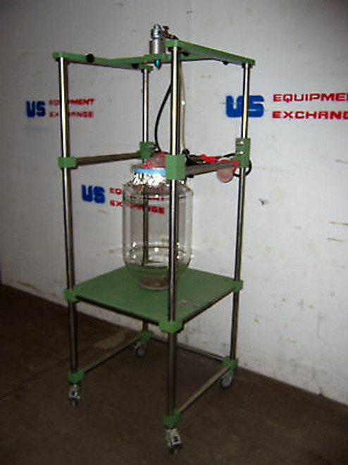9646 Chemglass Double Wall 25 Liter? Reactor W/ Air Motor  On Support Stand