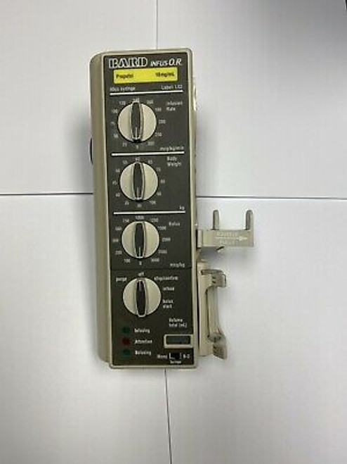 Baxter Bard Pump Propofol Infus OR 1 Year Warranty Insfus O.R. Label Pole Clamp