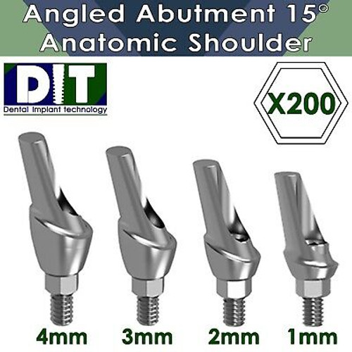 200 X Dental Implant 15?? Angled Abutment Anatomic Shoulder Regular Platform 3.75