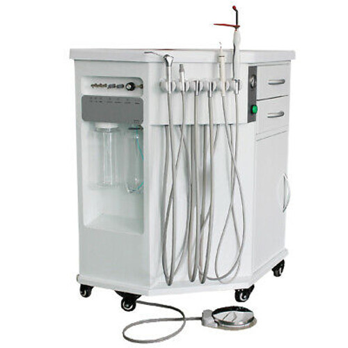 4Hole Mobile Dental Delivery Cart Unit Compressor +Scaler +Curing Light +Syringe