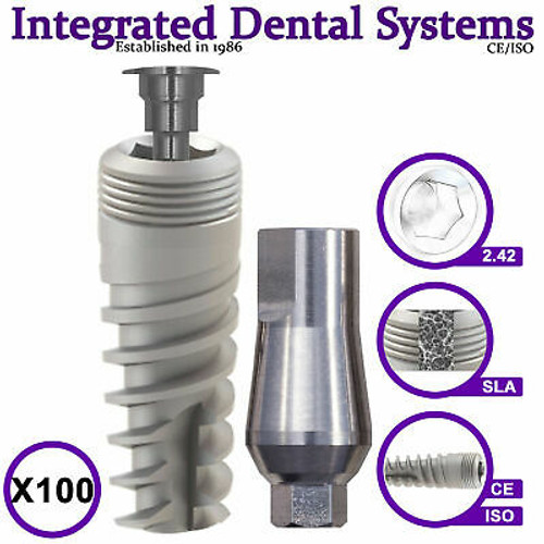 X100 Spiral Dental Implant & Standard Abutment Iso/Ce Internal Hexagon System