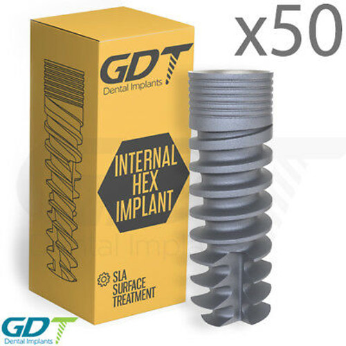 50 Spiral Implant, Internal Hex Connection, Gdt Brand Dental Implants Israel