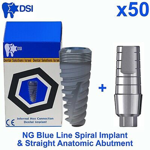 50X Dental Implant Spiral Int-Hex Sterile Sla Premium + Anatomic Abutment Ce,Iso