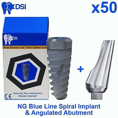 50X Dental Implant Spiral Int-Hex Sterile Sla Premium + Angular Abutment Ce,Iso