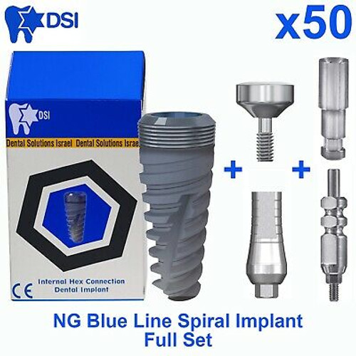 50X Dental Implant Spiral Internal Hex Sterile Sla Premium Full Kit Ce,Iso