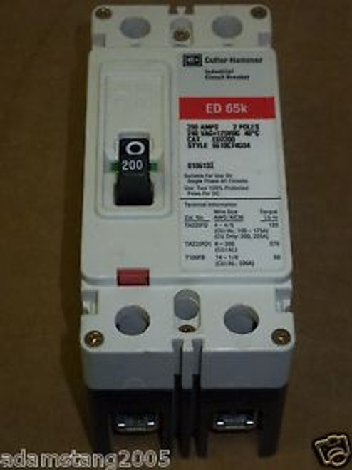 Cutler Hammer ED 65k 2 pole 200 amp 240v ED2200 Circuit Breaker Red