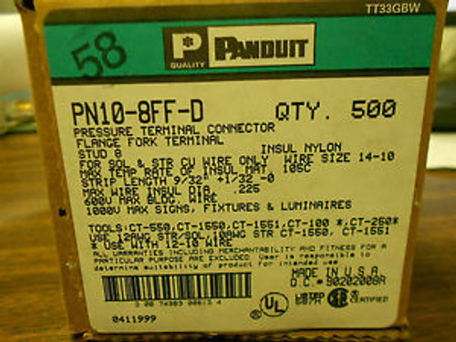Panduit Pn10-8Ff-D Flange Fork Terminal Qty 500 New
