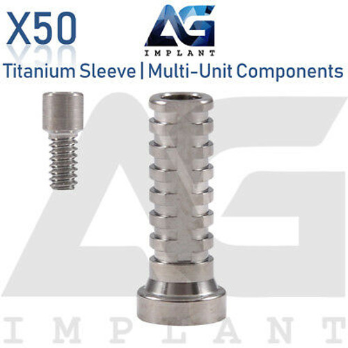 50 Titanium Sleeve Multi Unit Dental Implant Internal Hex & Conical Connection