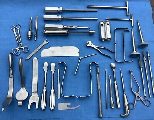 Large Set Of Zimmer Orthopedic Surgerical Instruments With Sterilization Case