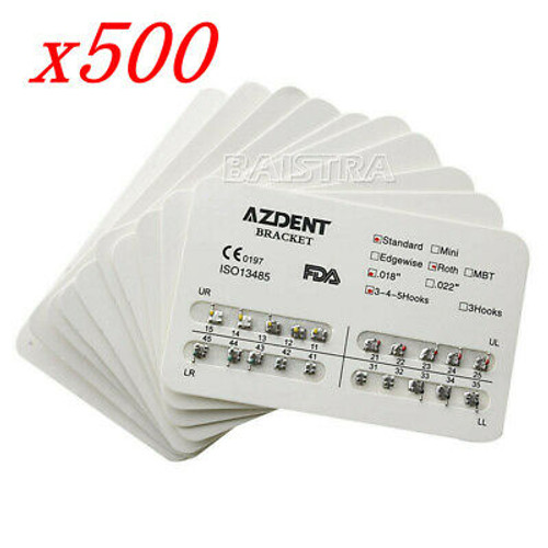 500X Dental Standard Roth .018 Slot Hooks 3 4 5 Brackets Braces 20Pc/Set Azdent