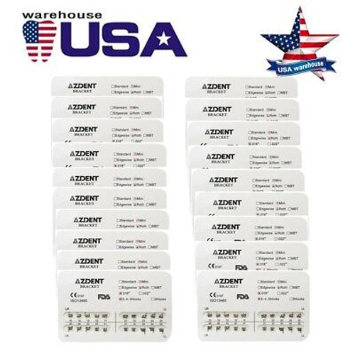 Usa 500X Azdent Dental Orthodontic Mini Roth.018 3-4-5 Hooks Metal Bracket Brace