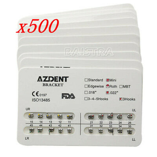 500X Dental Mini Roth Slot.022 Hooks 3 Braces Brackets