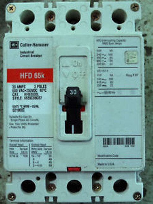 Cutler Hammer HFD3030L Circuit Breaker 30 Amp