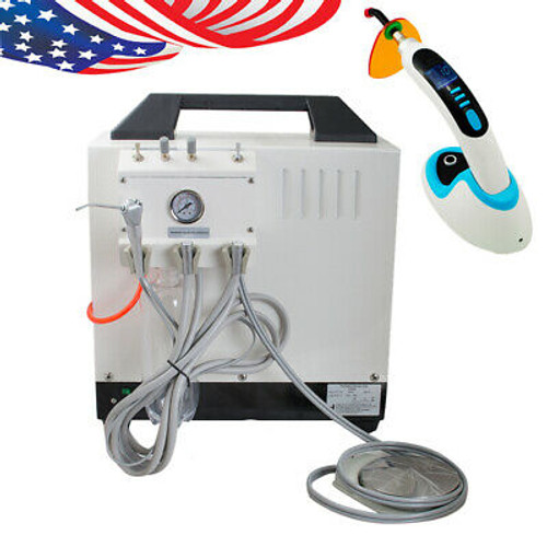 4Hole Portable Dental Delivery Unit Air Compressor Syringe Cart System Wawrranty