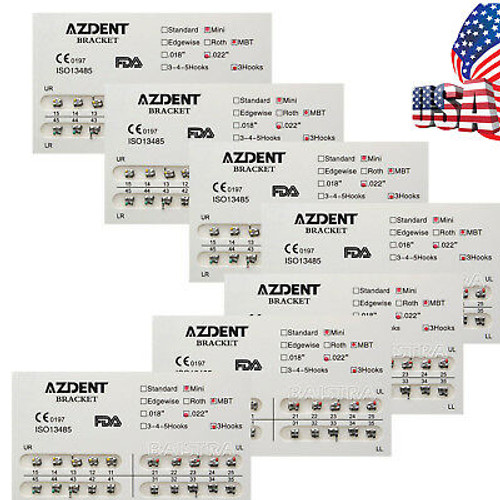 500 Kits Dental Orthodontic Mini Mbt Brackets Split Welding Slot.022 & 3 Hooks