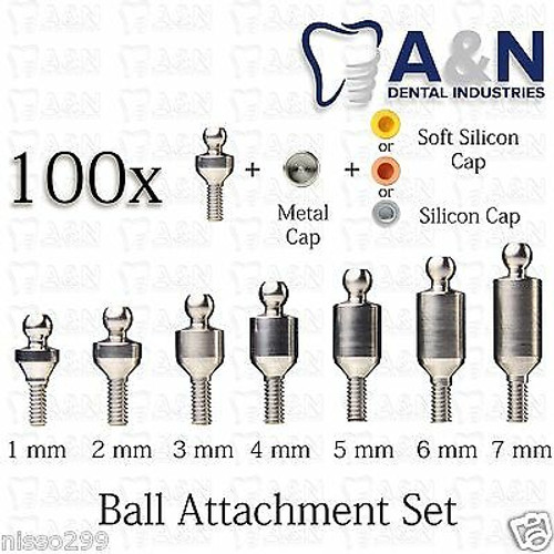 100 Ball Attachment Set Titanium Abutments For Internal Hex Dental Prosthetics