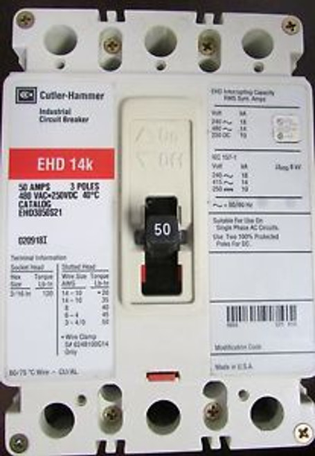 EATON CUTLER HAMMER Industrial Circuit Breaker EHD3050 480VAC/250VDC