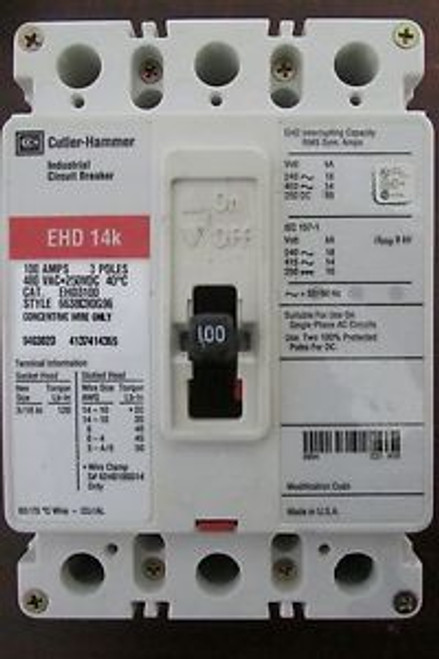 EATON CUTLER HAMMER Industrial Circuit Breaker EHD3100 480VAC/250VDC