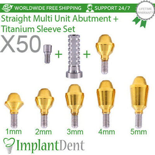 50 Sets Of Straight Multi Unit Abutment+Titanium Sleeve Dental Implant Implants