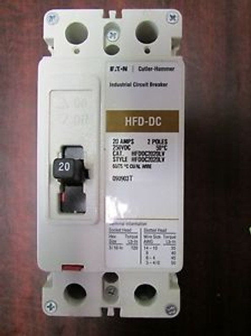 EATON CUTLER HAMMER Industrial Circuit Breaker HFDDC2020LV 2 Pole 20 AMP 50 Deg