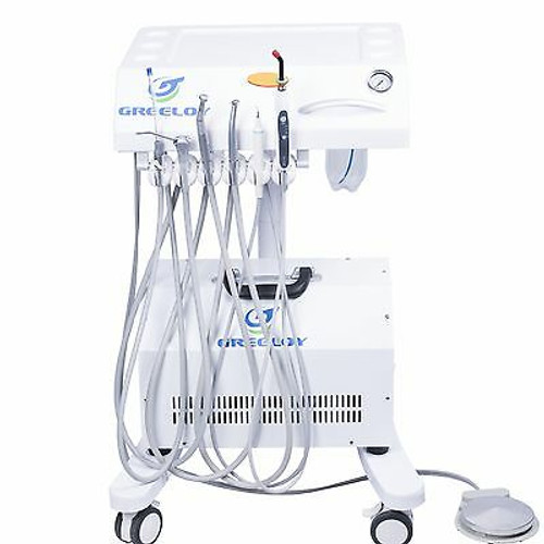 Dental Mobile Cart Unit+Piezo Scaler+Curing Light+Air Compressor+Triplex Syringe