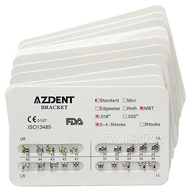 500 Packs Dental Bracket Braces Standard Orthodontic Mbt 018 Hook 3-4-5 Azdent