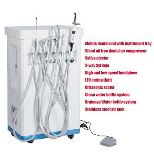 Portable Dental Delivery Unit Cart Treatment Compressor Suction Handpiece Scaler