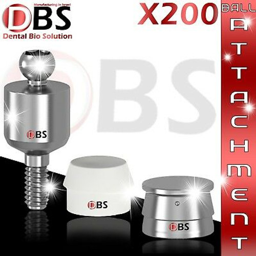 200X Set Of Ball Attachment & Silicon Cap & Metal Housing For Dental Implant Lab