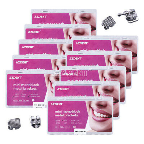 100 Boxes Dental Orthodontic Monoblock Bracket Mini Roth.022 3-4-5 Hooks Azdent