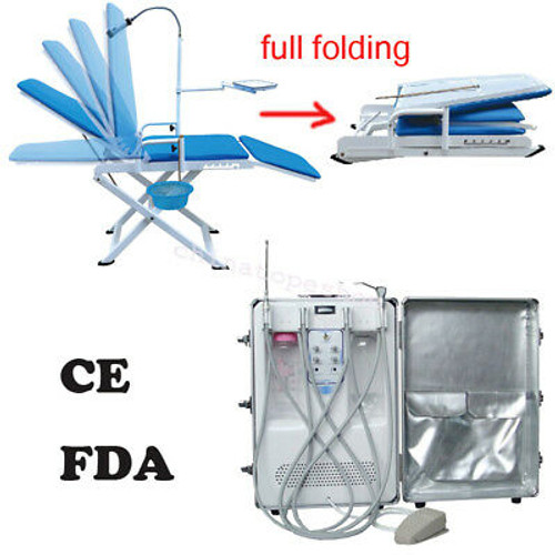 Mobile Dental Turbine Unit Syringe Air Compressor Full Folding Dental Chair Fda