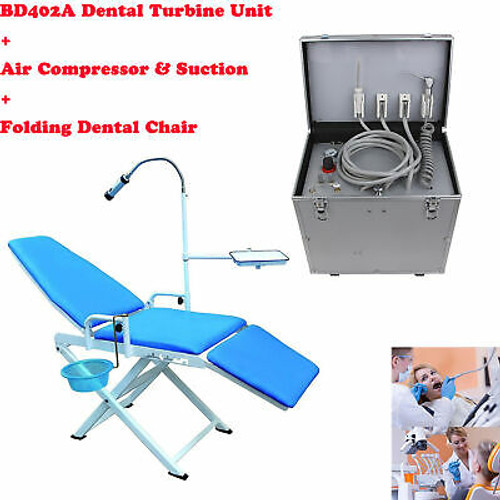 Portable Dental Unit With Air Compressor Suction 3 Way Syringe And Folding Chair