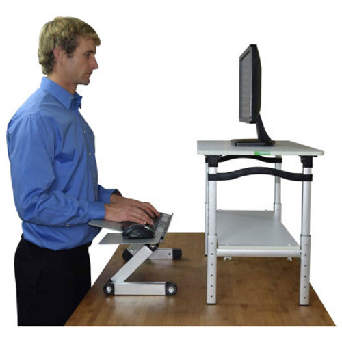 Uncaged Ergonomics LSDWS LIFT Standing Desk Conversion, White Stand and Silver Keyboard Tray