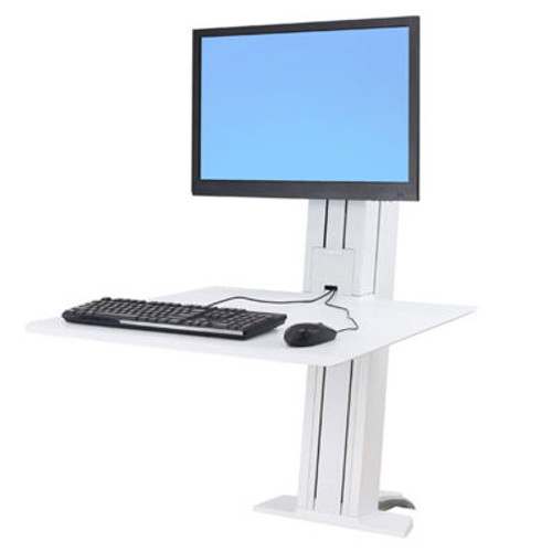 Ergotron Workfit-Sr Single Monitor Standing Desk Workstation, White