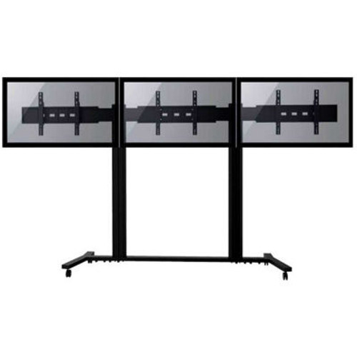 Tygerclaw Lvw8603 Video Wall Mobile Triple Monitor Tv Stand For 30"-60" Tvs, Black