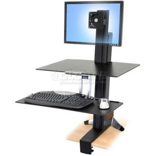 Ergotron- Workfit-S Single Ld Workstation With Worksurface And Keyboard Tray