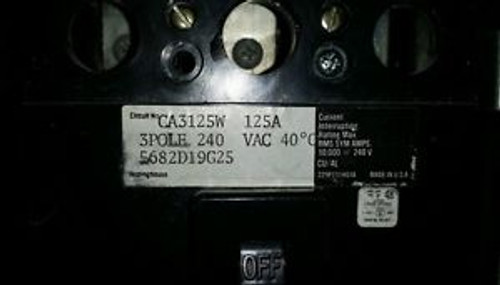 Westinghouse MAIN 3 POLE 125 AMP CA3125W 240V CA Circuit Breaker