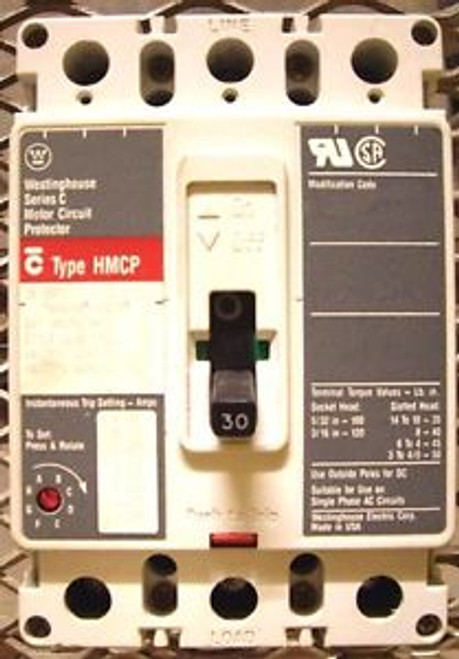 Westinghouse Motor Circuit Breaker HMCP030 30A 3-Pole 600V